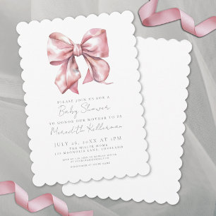 Invitation Baby Shower Coquette Élégante Rose Roseaux