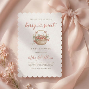 Invitation Baby shower Coquette Fille aux Fraises Douces