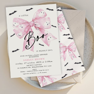 Invitation Baby shower Coquette Pink Bow Little Boo