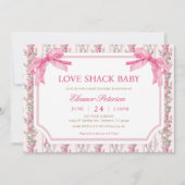 Invitation Baby shower Coquette Pink Bow Love Shack (Devant)
