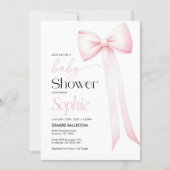Invitation baby shower Coquette Rose Bow (Devant)