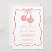 Invitation Baby shower coquette rose cerise (Devant)