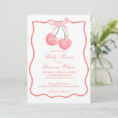 Invitation Baby shower coquette rose cerise (Debout devant)