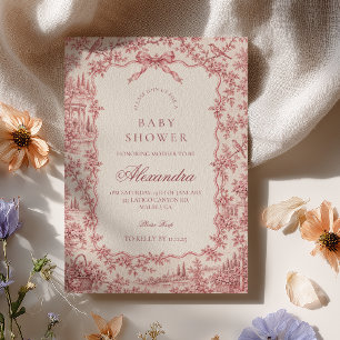 Invitation Baby Shower Coquette Rose Romantique