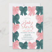 Invitation Baby shower coquette rouge et vert Bow/ruban (Devant)