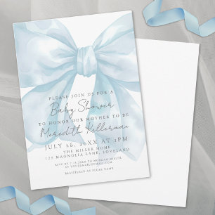 Invitation Baby Shower Coquette Ruban Bleu