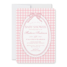 Baby Shower Coquette Ruban Gingham Rose