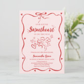 Invitation Baby shower Coquette Valentine (Debout devant)