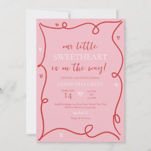 Invitation Baby shower Coquette Valentine