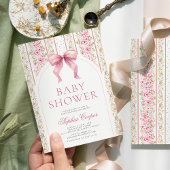 Invitation Baby shower Coquette Vintage Pink Bow