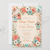 Invitation Baby-Shower Corail et Aqua (Devant)