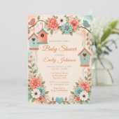 Invitation Baby-Shower Corail et Aqua (Debout devant)