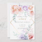Invitation Baby shower | Corail et Lilac Aquarelle Floral (Devant)
