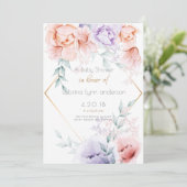 Invitation Baby shower | Corail et Lilac Aquarelle Floral (Debout devant)