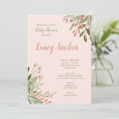 Invitation Baby shower Coral Floral Corners (Debout devant)