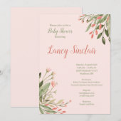 Invitation Baby shower Coral Floral Corners (Devant / Derrière)