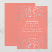 Invitation Baby shower corallien élégant pour bébé en argent (Devant / Derrière)