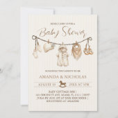 Invitation Baby Shower Corde à Linge (Devant)