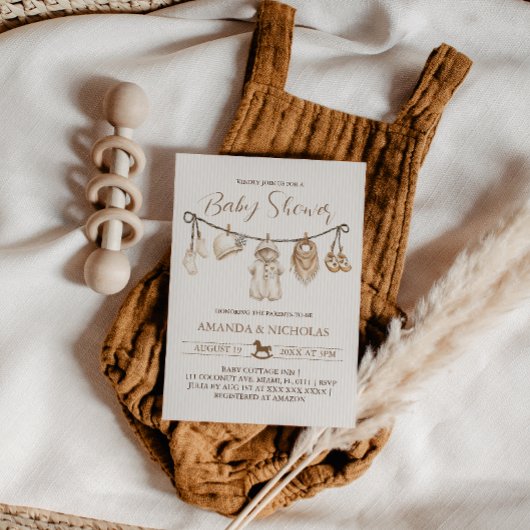 Invitation Baby Shower Corde à Linge