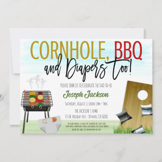 Invitation Baby shower Cornhole et BBQ (Devant)