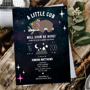 Invitation Baby shower Cosmic Cub Rose Girl