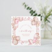 Invitation Baby shower côtier chic rose poire (Debout devant)