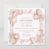 Invitation Baby shower côtier chic rose poire (Dos)