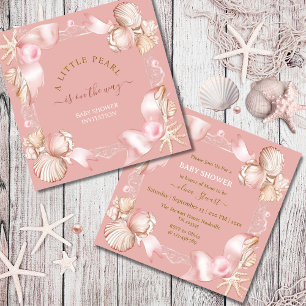 Invitation Baby shower côtier chic rose poire