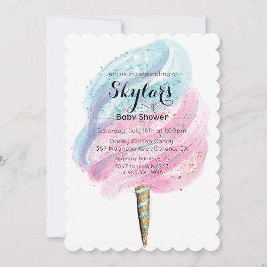 Invitation Baby shower Coton Candy (Devant)