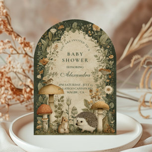 Invitation Baby Shower Cottagecore Champignon Forêt Enchantée