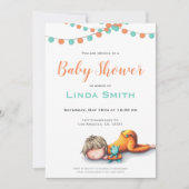 Invitation Baby shower couchage bébé mignon (Devant)