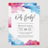 Invitation Baby shower| Couleur d'eau bleue et ros (Devant / Derrière)
