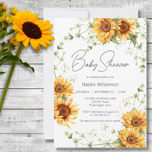 Invitation Baby shower Country Sunflowers and Vines