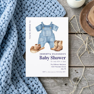 Invitation Baby shower Country Western Combinaison Bottes ch