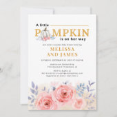 Invitation Baby Shower Couple Citrouille Aquarelle Lilas Rose (Devant)
