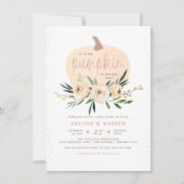 Invitation Baby Shower Couple Courge Rose Et Or Moderne (Devant)