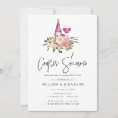 Invitation Baby Shower Couple Floral Blush et Or Dégustation (Devant)