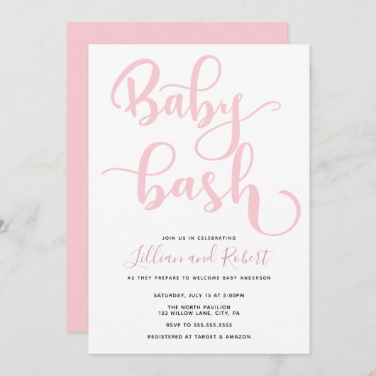Invitation Baby shower Couples Bébé Bash (Devant / Derrière)