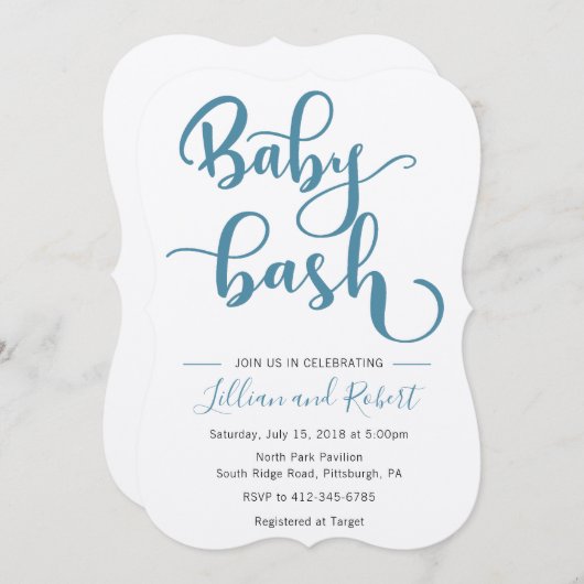 Invitation Baby shower Couples Bébé Bash (Devant / Derrière)