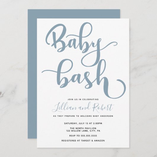 Invitation Baby shower Couples Bébé Bash (Devant / Derrière)
