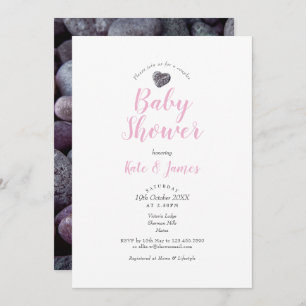 Invitation Baby shower Couples Coeur de galets / Saupoudrer
