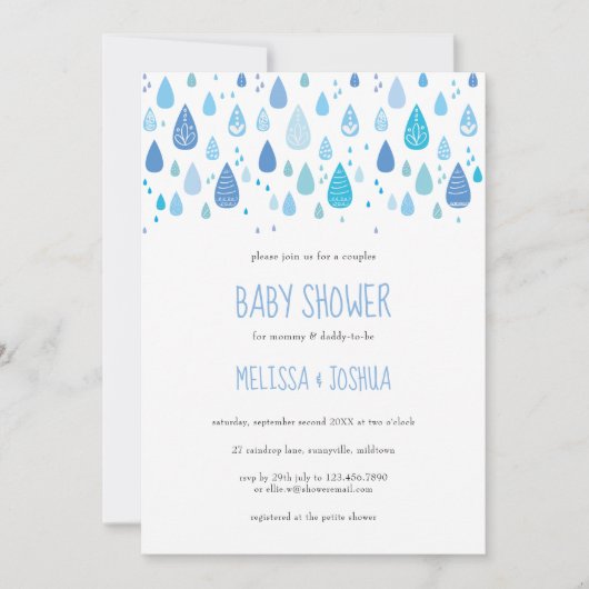 Invitation Baby shower Couples Couples Bleu (Devant)