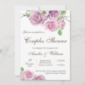 Invitation Baby shower Couples Douche, Couples Violets (Devant)