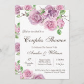 Invitation Baby shower Couples Douche, Couples Violets (Devant / Derrière)