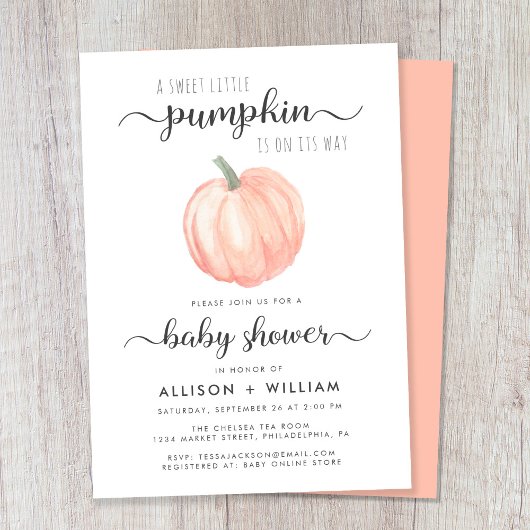 Invitation Baby shower Couples petit Citrouille
