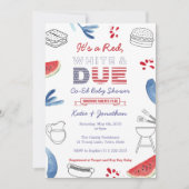 Invitation Baby shower Couples Red White et Due Blue Co-Ed (Devant)