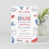 Invitation Baby shower Couples Red White et Due Blue Co-Ed (Debout devant)