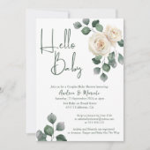 Invitation Baby shower Couples Rose blanc et vert (Devant)