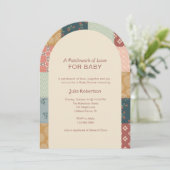 Invitation Baby-Shower Courte Tissu Patchwork (Debout devant)