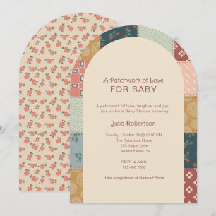 Invitation Baby-Shower Courte Tissu Patchwork